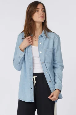 Chemise Denim Shirt Regular Fit Long Length Chest Pocke