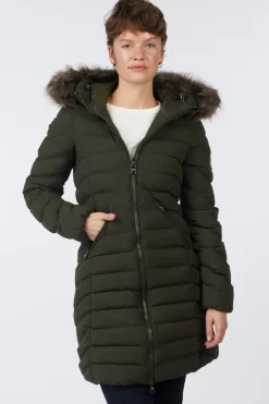 Manteau Fuji Faux Fur Hood Mid Length
