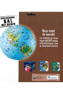 Opblaasbare wereldbol 50 cm dieren maxi