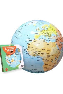 Opblaasbare wereldbol 42 cm wereld politiek
