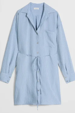 Robe Shirt Round Hem Belt Kent Collar
